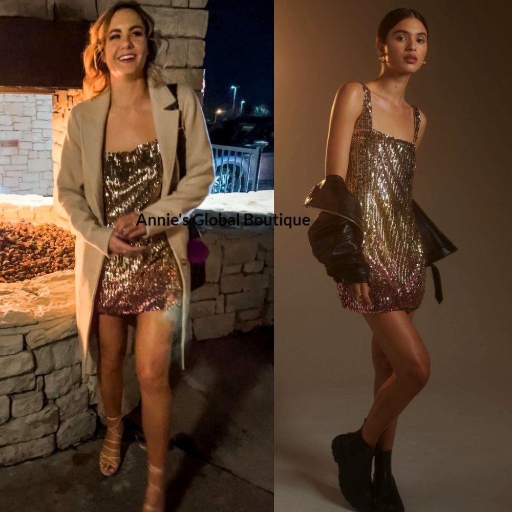 NWT ANTHROPOLOGIE Let Me Be Sequined Shift Mini Dress. Size XL - Picture 9 of 16